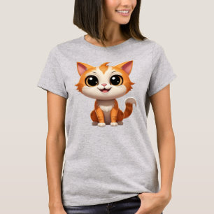 Camiseta Estilo de Cartoon de Gato Laranja Bonito - 89738