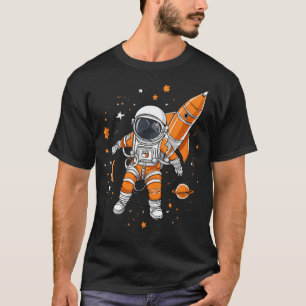 Camiseta Estilo de Cartoon do Planeta Astronauta Galaxy Sta