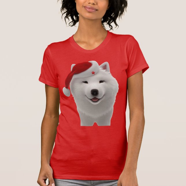 Camiseta Estilo de Cartoon Festivo Cachorro Samoado Cachorr (Frente)