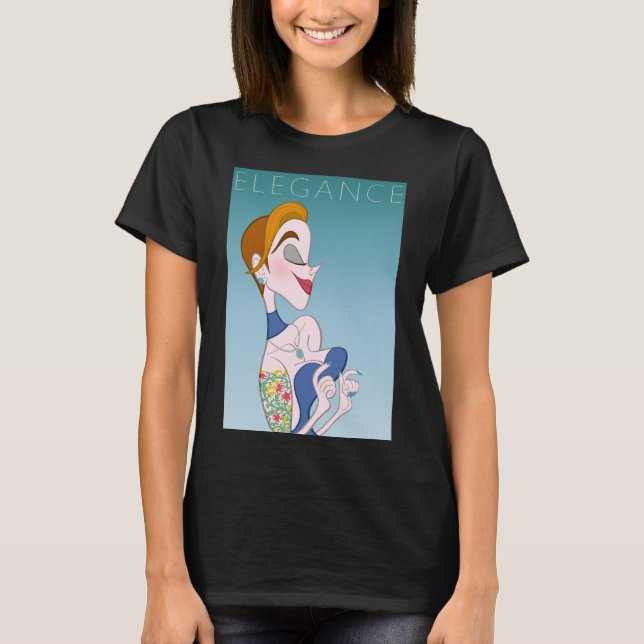 Camiseta Estilo de Cartoon Mulher Elegante (Frente)