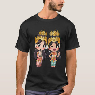 Camiseta Estilo de Chibi Cólito Cambojano Khmer Apsara Bff 