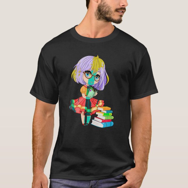 Camiseta Estilo de Chibi Gacha Cujo Estilo é Lendo Rapariga (Frente)