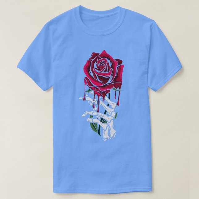 Camiseta Estilo de Deformação da Rosa vermelha Hemorragia M (Frente do Design)