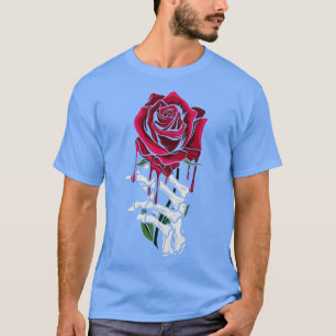 Camiseta Estilo de Deformação da Rosa vermelha Hemorragia M