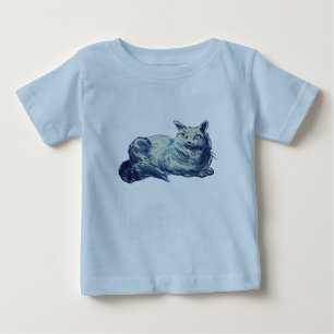 Camiseta estilo de desenho animado do gatinho de curta dist