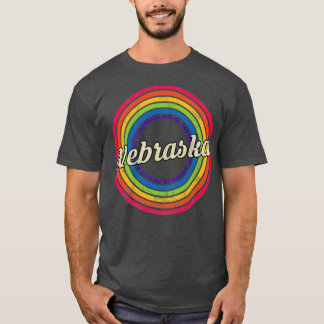 Camiseta Estilo de Desvanecimento do Arco-Íris Retroativo d
