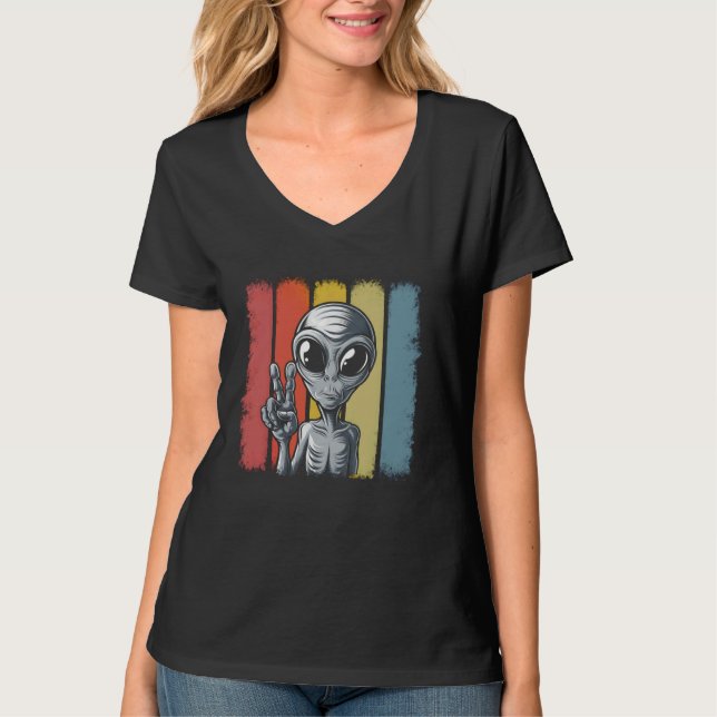 Camiseta Estilo de Desvio do Sinal de Paz da Imagem Retroat (Frente)