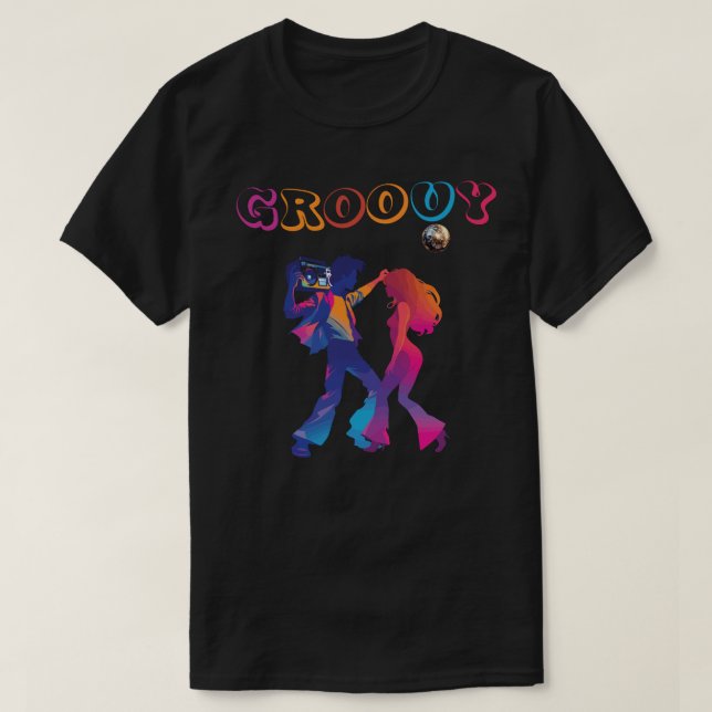 Camiseta Estilo de Disco Retroativo do Groovy (Frente do Design)