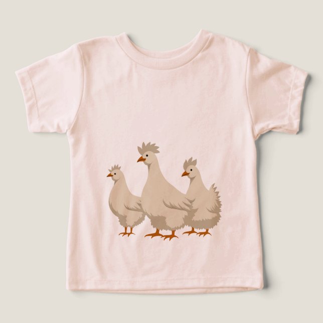 Camiseta Estilo de Estêncil de Corte de Três Hens Franceses (Design frontal)