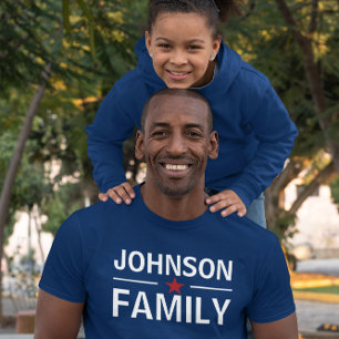 Camiseta Estilo de Faixa Política do Nome da Família Escuro