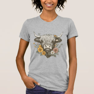 Camiseta Estilo de fazenda - Gráfico de Vaca Highland