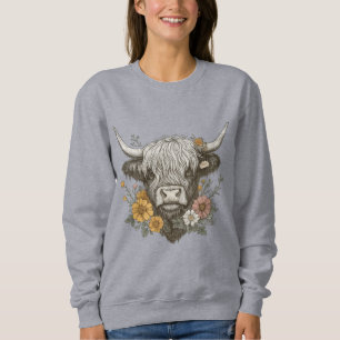 Camiseta Estilo de fazenda - Gráfico de Vaca Highland