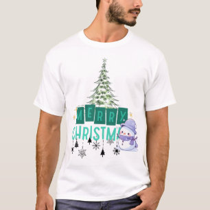 Camiseta Estilo de Feliz de Neve e Teal, um Simples Aestéti