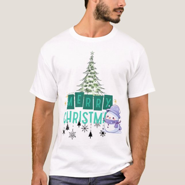 Camiseta Estilo de Feliz de Neve e Teal, um Simples Aestéti (Frente)