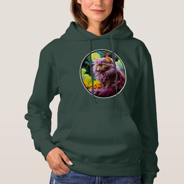 Camiseta Estilo de gato maluco com Hoodie (Frente)