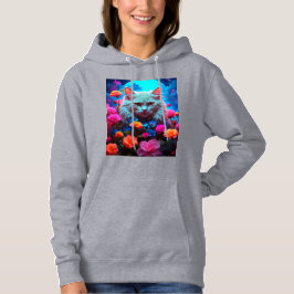 Camiseta Estilo de gato maluco com Hoodie