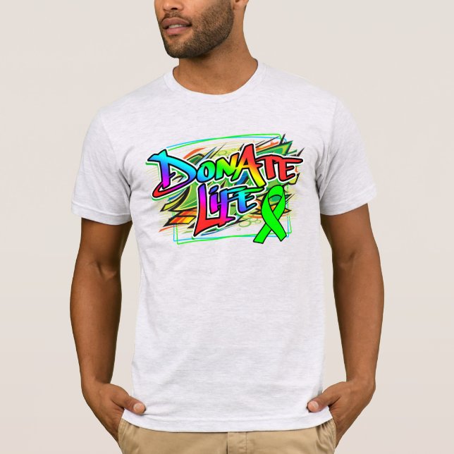 Camiseta Estilo de grafite Dádiva de Órgãos Sensibilização  (Frente)