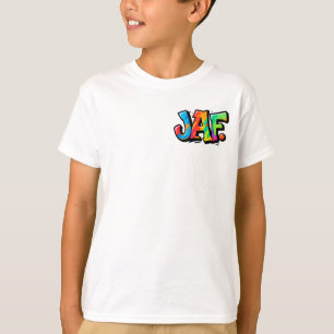 Camiseta Estilo de grafite JAF - tipografia colorida de art