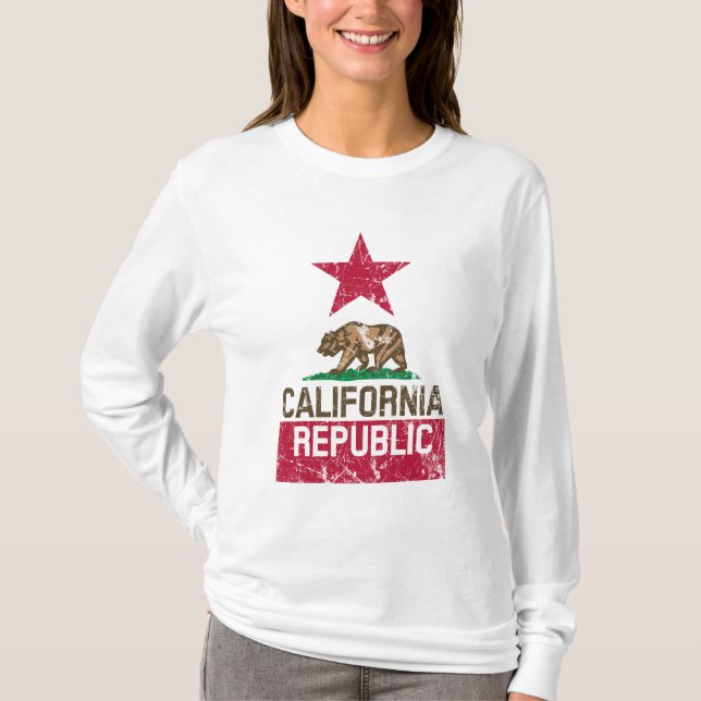 Camiseta Estilo de Grunge de Bandeira da REPÚBLICA DA CALIF (Frente)