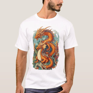 Camiseta Estilo de Ilustração 2D dos Dragões