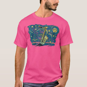 Camiseta Estilo de Imagem Retroativa Jazz Saxofone