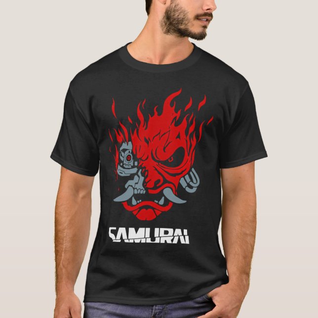 Camiseta Estilo de jogo de arte japonês Samurai 2077 retro (Frente)