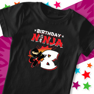 Camiseta Estilo de Livro de BD de 8 anos Ninja 8º aniversár