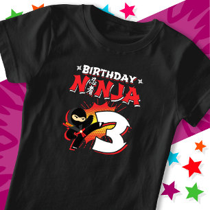 Camiseta Estilo de Livro de Quadrinhos de 3 Anos Ninja aniv