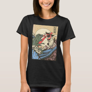 Camiseta Estilo de luta de Kaiju japonês Gato Vs Monstro De