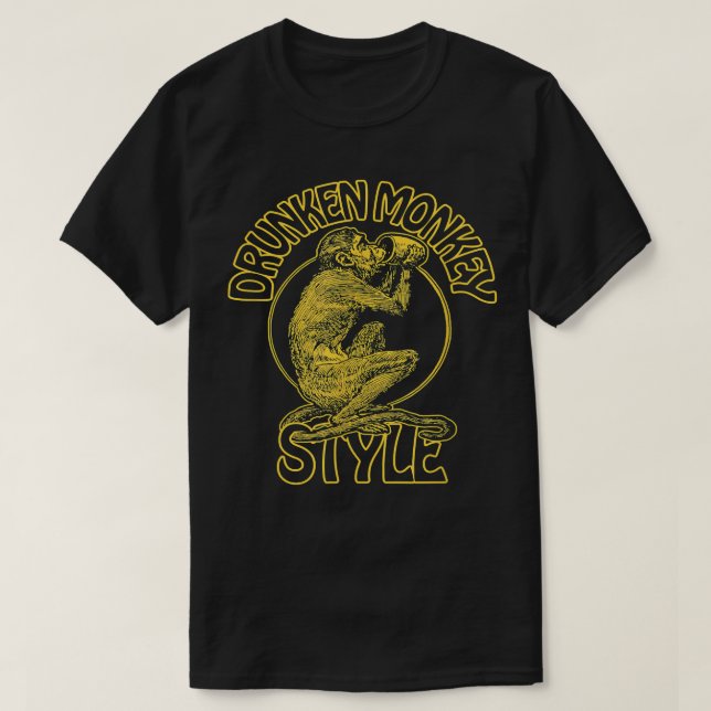CAMISETA ESTILO DE MACACO SECO KUNG FU BOXING 70 SAKE WINE (Frente do Design)