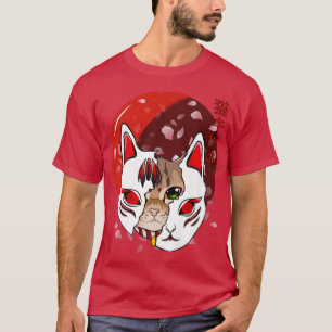 Camiseta Estilo de Máscara Anime do Japão Samurai Oni Monst