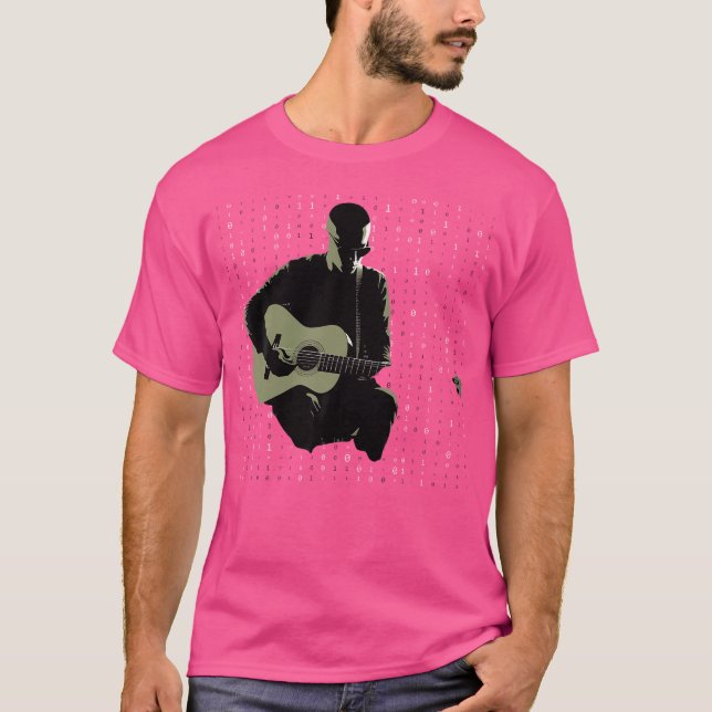 Camiseta Estilo de Matriz de Violão Acústico Jogador de Ban (Frente)