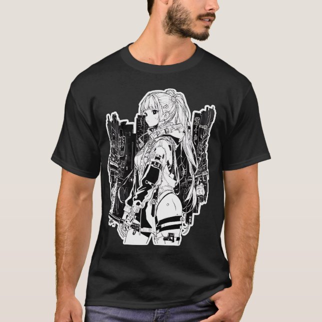Camiseta Estilo de menina Cyberpunk (Frente)