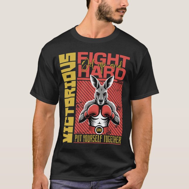Camiseta Estilo de Moda Lutador de Boxe Canguru Arte Design (Frente)