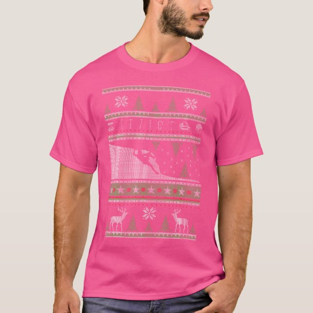 Camiseta Estilo de Natal Feio Subindo Rock Presente (Frente)