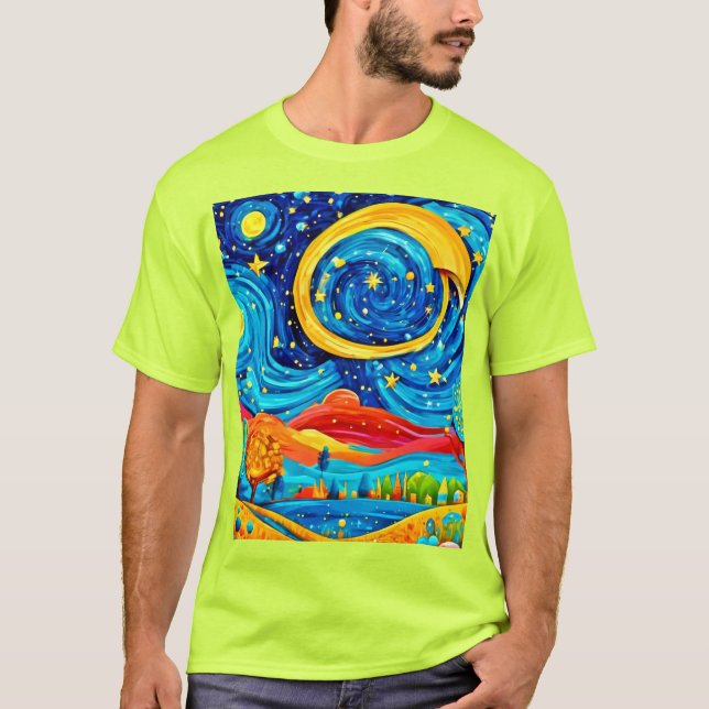 Camiseta Estilo de Noite Estelar Vibrante (Frente)