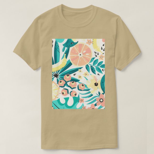 Camiseta Estilo de Padrão Exótico do Avocado (Frente do Design)