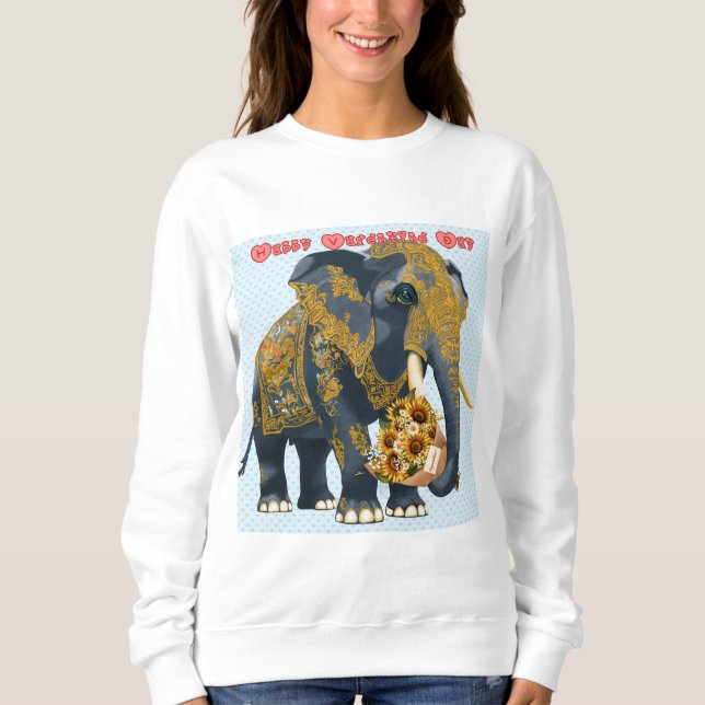 Camiseta Estilo de Padrão Tailandês Elefante. (Frente)
