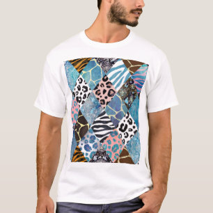 Camiseta Estilo de patch, padrão de colagem de aquarela.