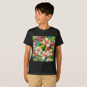 Camiseta Estilo de Pintura a Óleo Floral Tropical