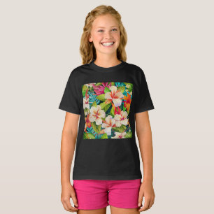 Camiseta Estilo de Pintura a Óleo Floral Tropical