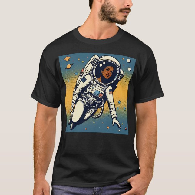Camiseta Estilo de Pop de Arte Astronauta (Frente)