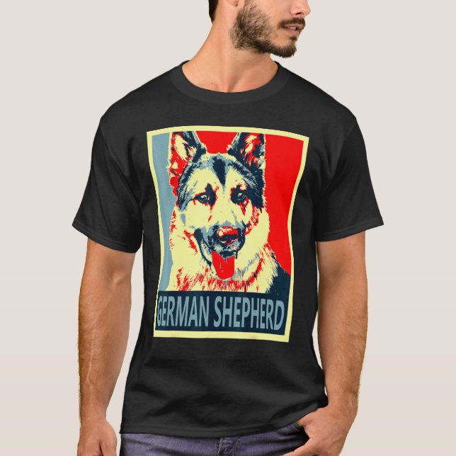 Camiseta Estilo de Poster de Propaganda de german shepherd (Frente)
