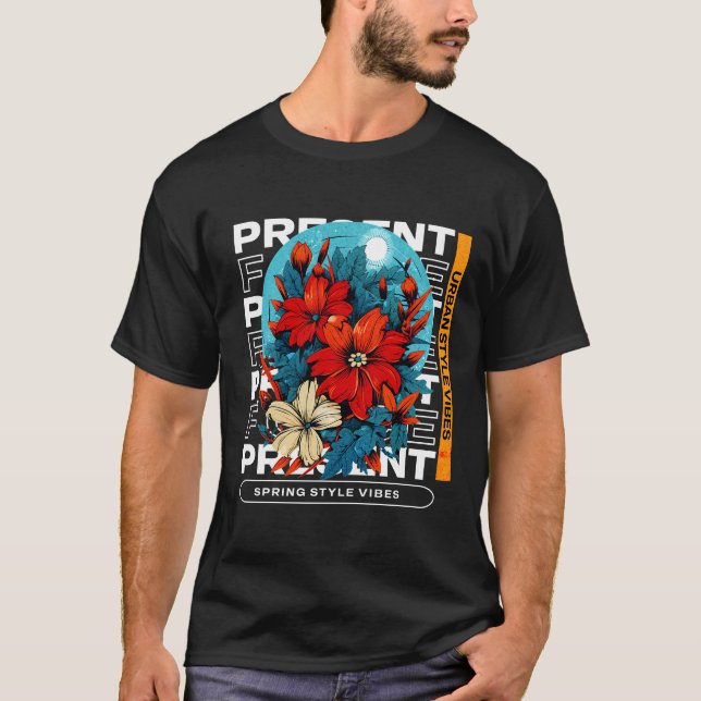 Camiseta Estilo de Primavera Urbano Floral (Frente)