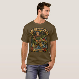 Camiseta Estilo de Remendo Get Swamped