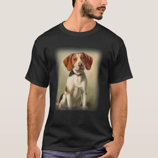 Camiseta Estilo de Retrato Americano Foxhound Vintage (Frente)