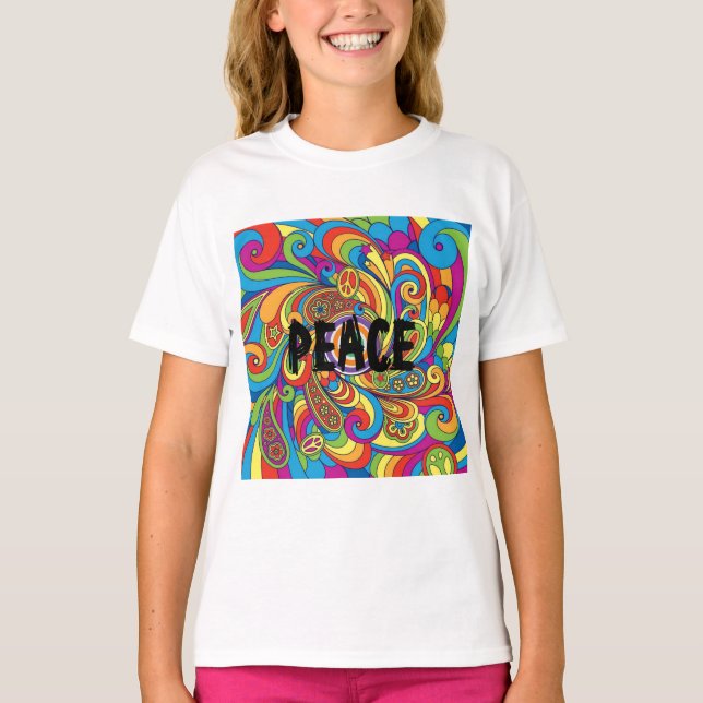 Camiseta Estilo de retrato da paz (Frente)