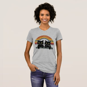 Camiseta Estilo de Retrô de Vintagem de Gato Preto