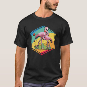 Camiseta Estilo de Retro Flamingo