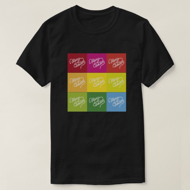 Camiseta Estilo de Retro Multicoloração Feliz Natal (Frente do Design)